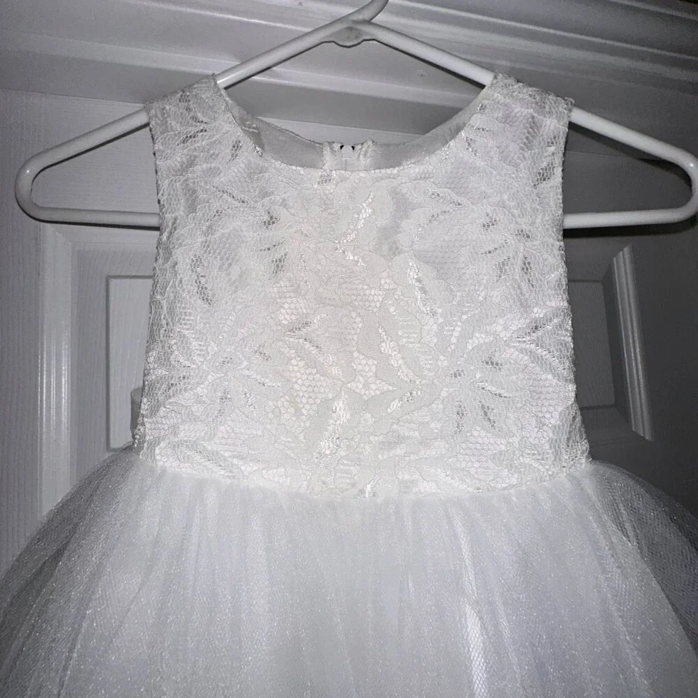 Flower Girl Dress Lace Tulle Pageant Baptism Wedding Sz 5/6 KID'S DREAM NWOT